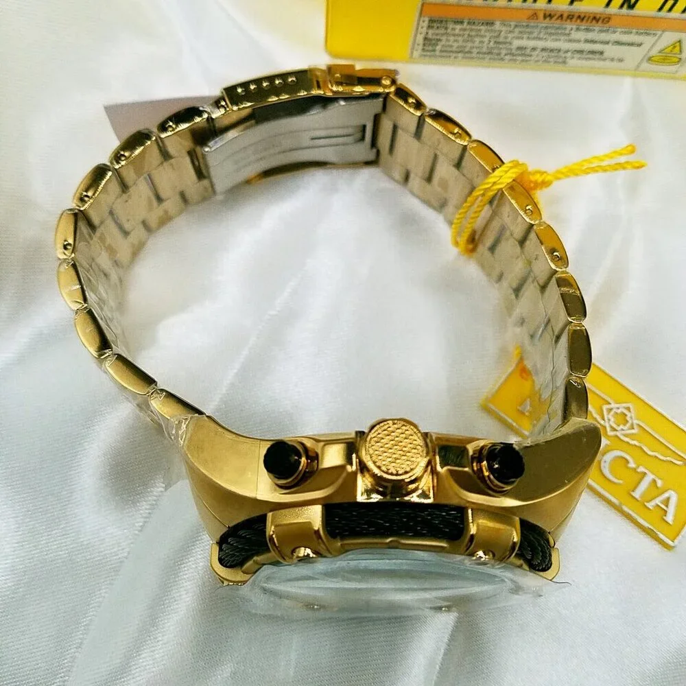 Invicta Bolt 25515 Men’s 52 mm Gold Stainless Steel Watch – New Open Box Quartz